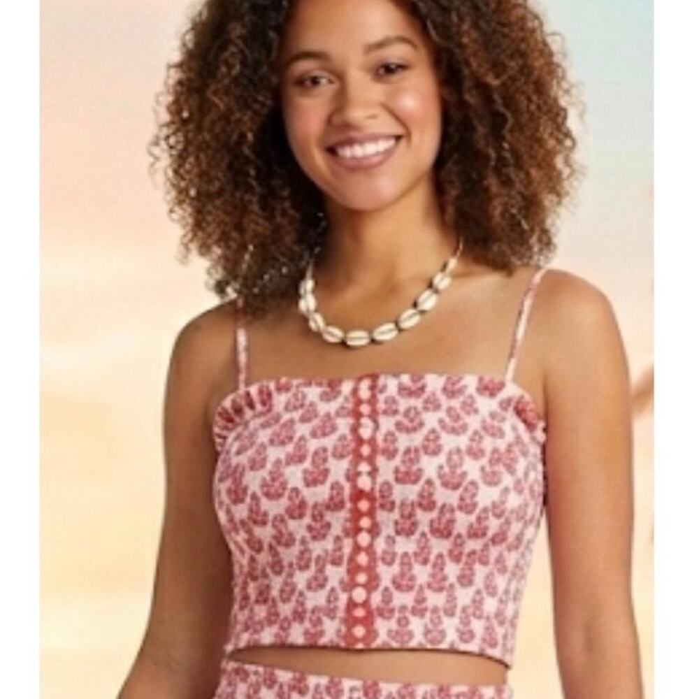 NWT Roller Rabbit x Target Garden Floral Smocked Peplum Tank Top Red
